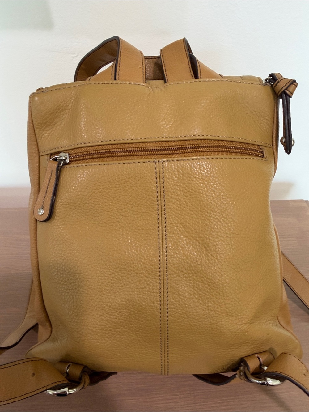 Tignanello Tan Pebble Leather Backpack - Picture 5 of 15